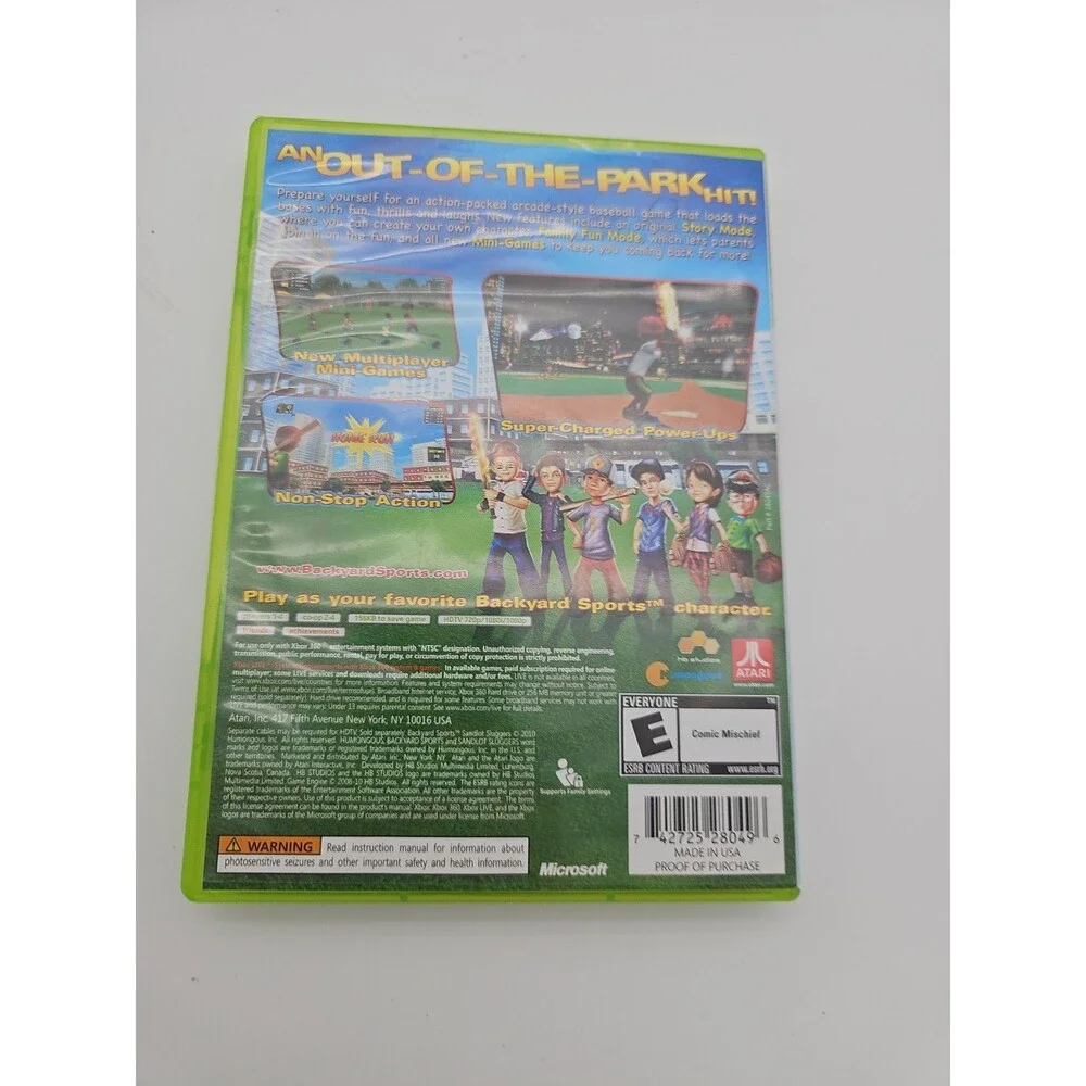 Backyard Sports: Sandlot Sluggers (Microsoft Xbox 360, 2010)